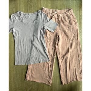 Eileen fisher 100% organic cotton bundle spring pastel lounge pants and shirt xs